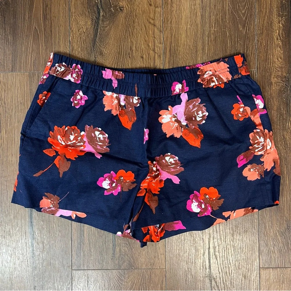 J.Crew factory navy floral linen blend shorts SZ 12 - Picture 2 of 6